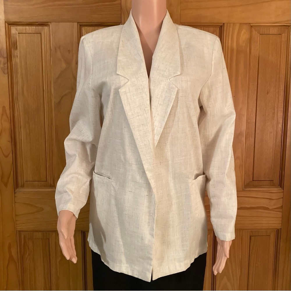 EUC Bentley Vintage 80s Lightweight Blazer Long Sleeve Cream Women's Size 10